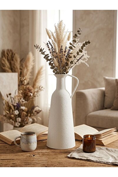 Noor Iron Decor Vase with Classic Jug Design and Rough Stone Texture in Matte...