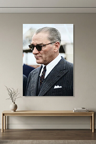 Vitraum Mustafa Kemal Atatürk Karizmatik Portre Cam Tablo Premium 4mm UV Bask...