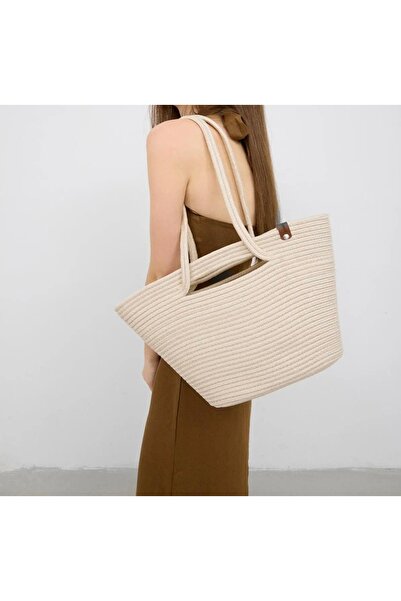 eranora Ψάθινη τσάντα ώμου Pulia με λαβή για κράτημα στο χέρι