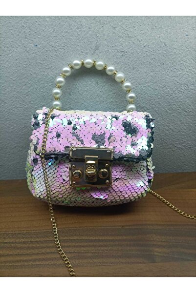 JHTshop İncili Tutma Saplı Parlak Pullu Zincir Askılı Mini Kız Çocuk Bayramlı...