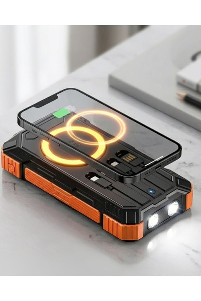Lisinya Solar Destekli Powerbank 20000 mAh Yüksek Kapasiteli Kablosuz Şarjlı Taşınabilir Batarya -