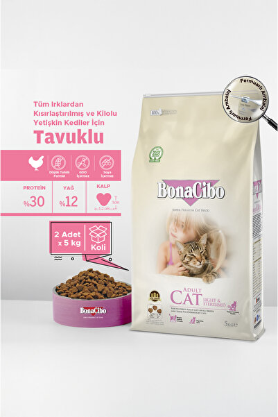 BonaCibo Adult Sterilised Light Kısırlaştırılmış Kedi Maması 5 Kg x 2 Adet