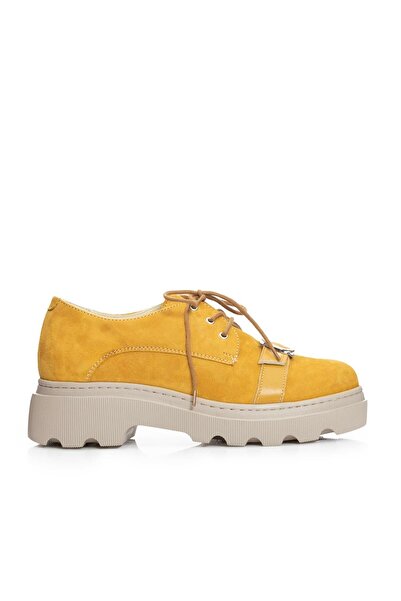 UrbanShoes Pantofi casual damă din piele naturală,Leofex - 305 Galben velur Box