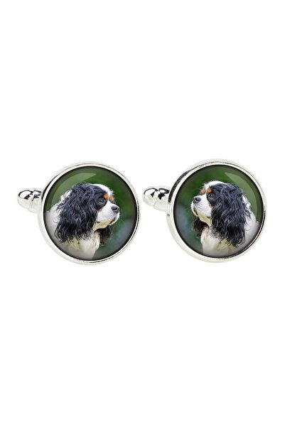 Art - Dog Cavalier King Charles Spaniel - cufflinks, a shirt accessory, a shi...