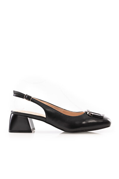 UrbanShoes Pantofi casual cu toc damă, din piele naturală - 3509 Negru Box