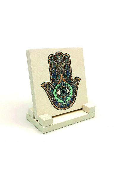 Sadrazam Πέτρινη Βάση Γραφείου με Σχέδιο Χέρι της Φατίμα 10x10 Kd-1