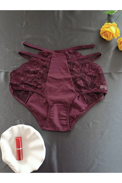 ZENA UNDERWEAR Shay Lace High Waist Women's Underwear Panties with String Det...