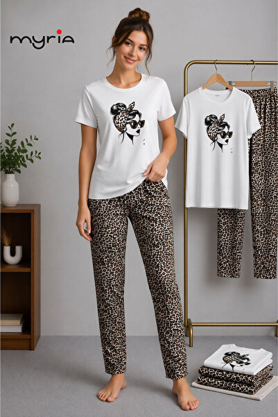 MyRia Kadın Bisiklet Yaka Yazlık Pijama Takımı