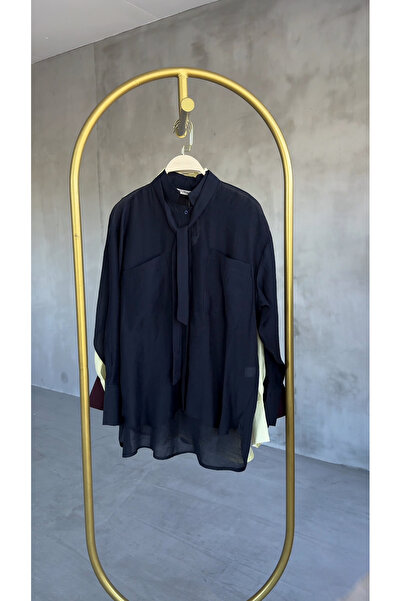 Hatun Atila Γυναικείο πουκάμισο με δεμένο γιακά, διπλές τσέπες, από λεπτό ύφα...