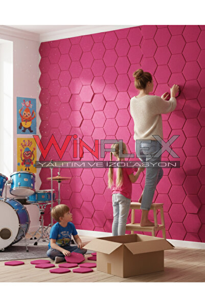 WİNFLEX DEKORATİF ALTIGEN AKUSTİK KUMAŞ KAPLI PANEL 12 ADET -(17x20CM)