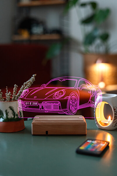 Modiwa Design Porsche 911 Kişiye Özel Plakalı Kumandalı Gece Lambası