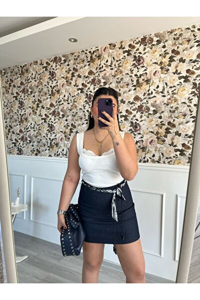 Noa&Noa Kadın Denim Kemer Detaylı Etek Görünümlü Şort Etek