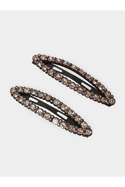 Styli Black Embellished Crystal Hair Clips