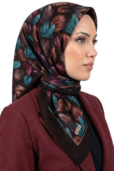 hadiora وشاح نسائي بني من الريش المزخرف