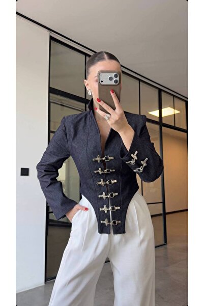 Kedi Fashion Denim kancalı ceket