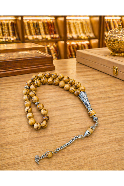 SUFİ TESBİH & ESANS VE HEDİYELİK Öd Ağacı Tesbih 8 mm Tane – Gümüş Kaplama Pü...