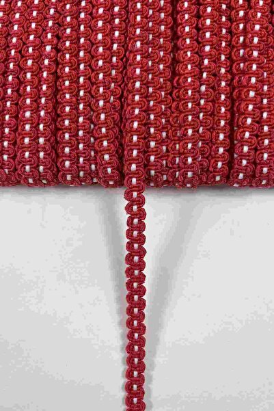 Hobigram Kırmızı Beyaz Chainora Premium Zincir Form Dokuma Dekoratif Şerit – 1 Metre