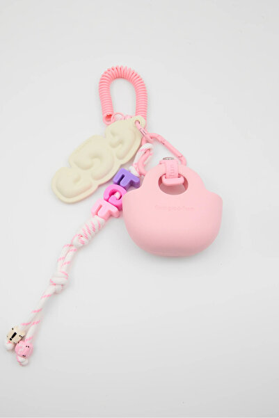 fungoofun Mini Çanta Formunda AirPods Kılıfı ve Paracord Çanta Süsü Seti PEMBE
