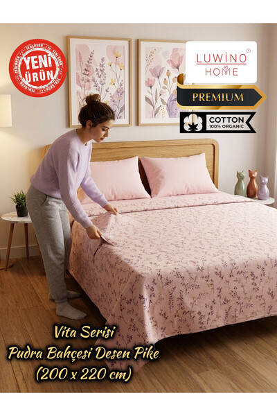 LUWİNO HOME Double Pique, Bedspread 100% Cotton Vita Series 200 X 220 cm