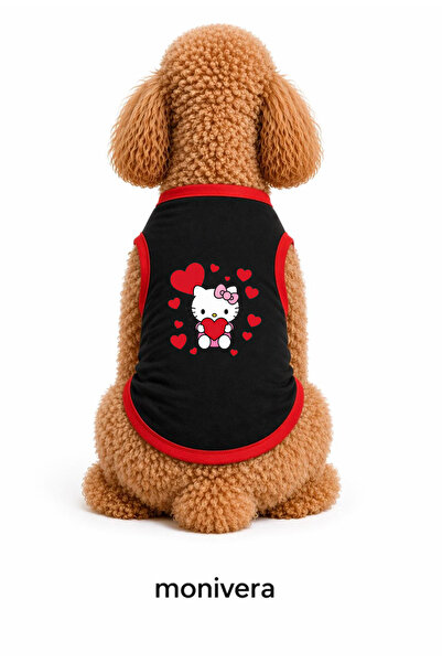 Modetra New Season Summer Kitty Printed Colorful Ribbed Dog Outfit - Undershi...