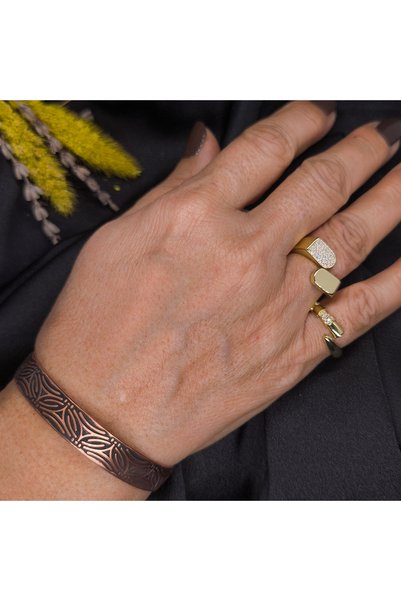 MuseumofYou Pure Copper Handcrafted Adjustable Cuff Bracelet - Ancient Healing and Modern Elegance - Geometric Pattern