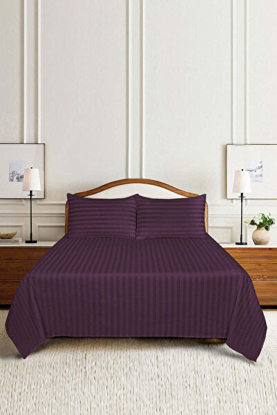 Generic 3-Piece Striped Fitted Bedsheet Set, Deep Pocket 15–35cm, Hotel Style...