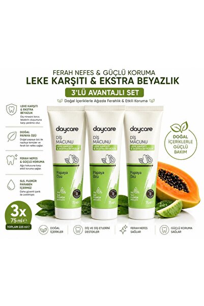 Daycare Papaya Özlü Glutensiz Diş Macunu 3'lü