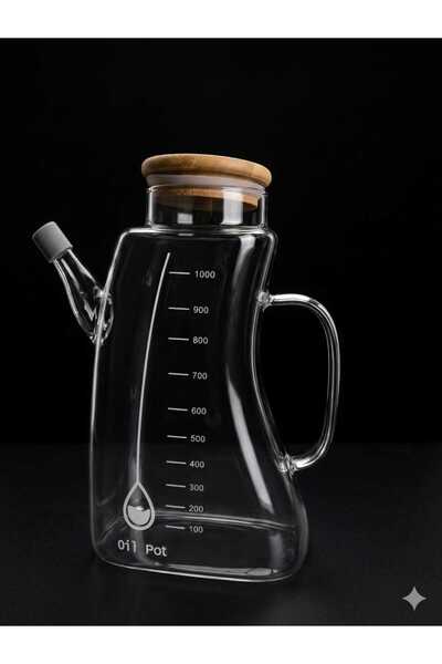 balsa group Borosilicate Glass 1000 ml Luxury Oil Container with Bamboo Lid, ...