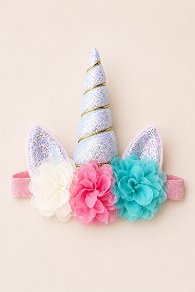 NEHİRDEN Unicornlu Işıltılı Bebek Bandana Bebek Doğum Günü Tokası