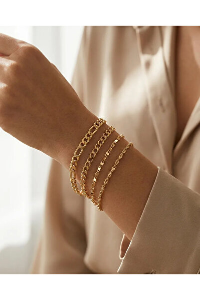 shop 4 lü Bileklik GOLD renk çelik