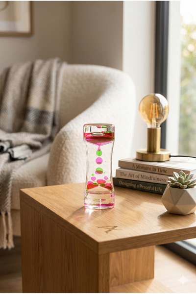 Homerest Sıvı Hareketli Jel Kum Saati Dekoratif Masa Üstü Objesi Pembe Yeşil ...