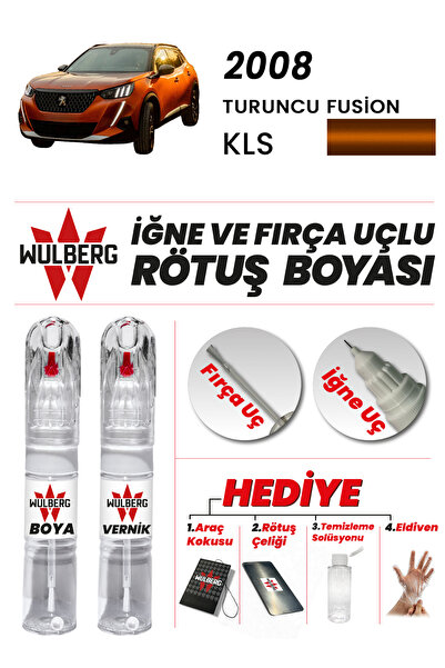 Wulberg Peugeot 2008 Turuncu Fusion KLS Rötuş Boya 25 ml + Vernik İğne & Fırç...
