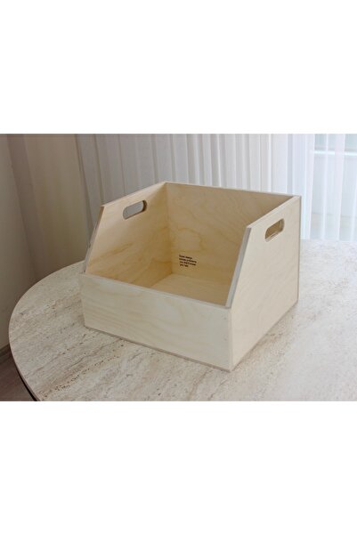 Limon Dekor Doğal Ahşap LP Plak Sandığı 12" Renksiz Verniksiz - Organizer Kutu - Natural Wooden LP Record Box 12"