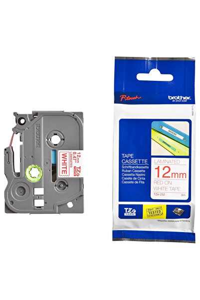 Brother bandă laminată TZe-232 - Roșu pe alb