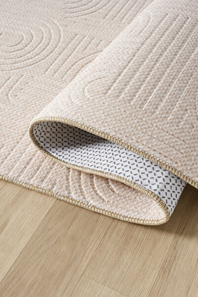 Raschel Carpet Bohem Yıkanabilir Leke Tutmaz Modern Sisal Bej Özel Seri Kaymaz Taban Halı Yolluk