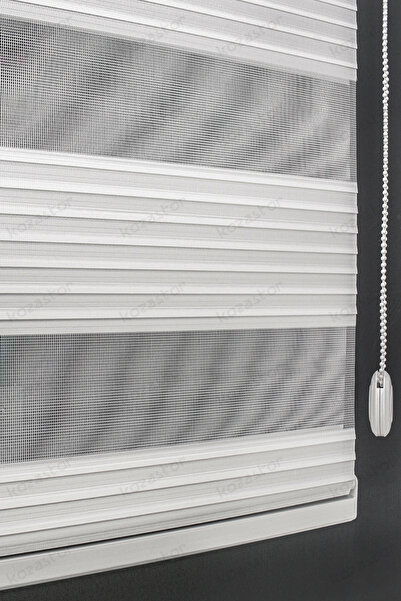 Kozastor Geniş Plise Zebra Perde Beyaz ZPv01