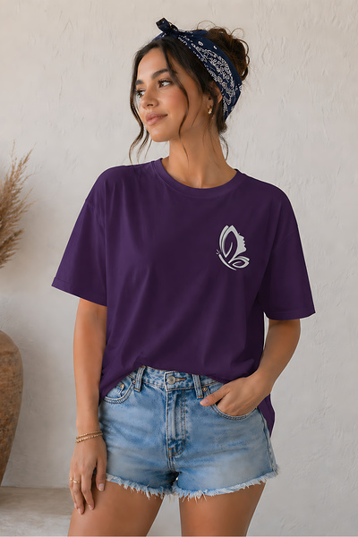ArtYus Tricou oversize unisex cu imprimeu Minimal Butterfly Line – Tricou cas...