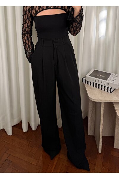 Qu Style Siyah Palazzo Pantolon