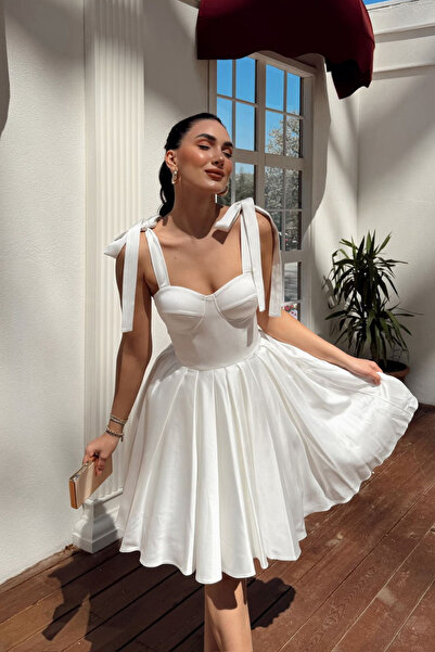 Sindimoda Elçin Balon Etek Askı Kurdele Mini Abiye Elbise 1004
