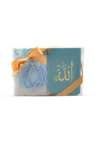 Hayrat Neşriyat Prayer Rug + Prayer Beads + Large Pocket-Size Velvet Quran Gi...