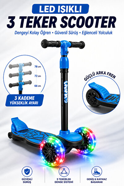 YILDIRIM OYUNCAK LED Işıklı 3 Tekerlekli Çocuk Twist Scooter – Ayarlanabilir ...