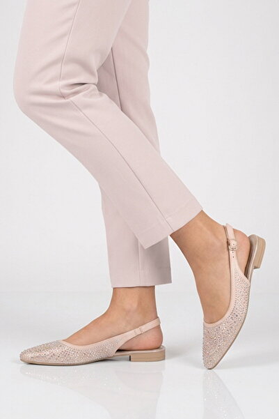 Aspor Beige Stone Embellished Women's Evening Dress Shoes