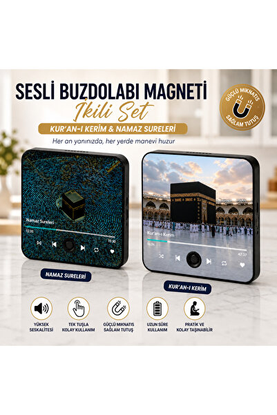 NUHA Sesli Buzdolabı Magneti İkili Set – Kur’an-ı Kerim & Namaz Sureleri – Do...