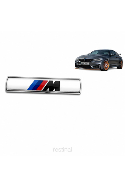 restinal BMW M Logo Metal Çamurluk Arması Krom Yapışkanlı Oto Yan Dodik Kapı ...