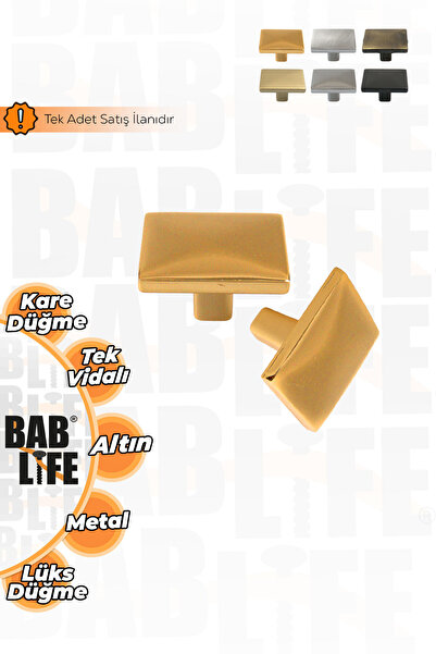 bablife Zlatno žuta kvadratna ručka (4cm x 4cm) Metalna luksuzna ručka za orm...