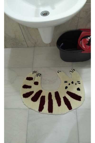 Kedi desenli tafring banyo seti rug 70x50cm