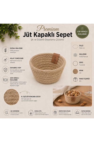 Fabrix Home Jute 100% Cotton Mini Presentation and Organizer Bowl Set