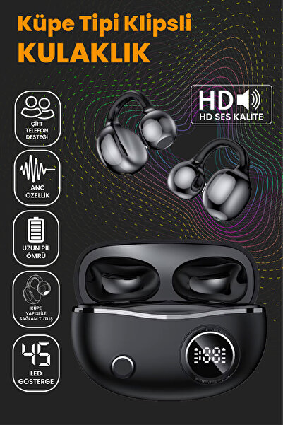 Teknoloji Gelsin Klipsli Bluetooth Kulaklık Kablosuz ANC ENC Çift Mic. Led Gö...