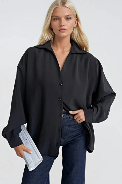 Asfaha Fashion Women's V-Neck Flowy Oversize Modal Shirt