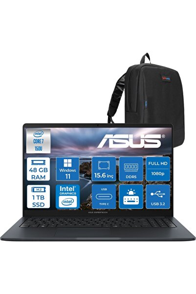 ASUS Expertbook B1 B1503CVA-C78G512B4D Intel Core 7 150U 48GB Ddr5 1tb SSD 15...